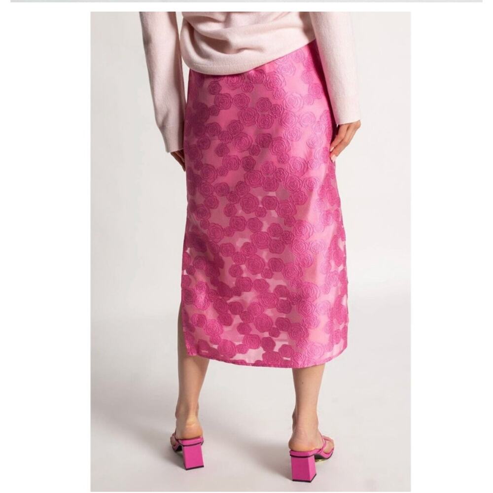 NEW! Samsoe Samsoe Bansa Midi Floral Skirt in Bubblegum Pink M